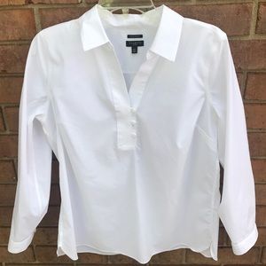 3 Button White Talbots Blouse